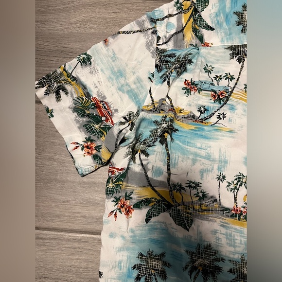 Campia Men’s Extra Large Hawaiian Beach Print Button Up Short Sleeve Shirt - Picture 10 of 13